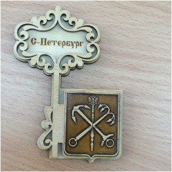 Магнит из бересты ключ "Герб" Санкт-Петербург