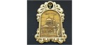 Магнит из бересты арка с колокольчиком "Собор Александра Невского+монах". Ижевск