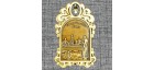 Магнит из бересты арка с колокольчиком "Троице-Сергиева Лавра+монах"