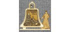 Магнит из бересты монах с колоколом "Успенская церковь"