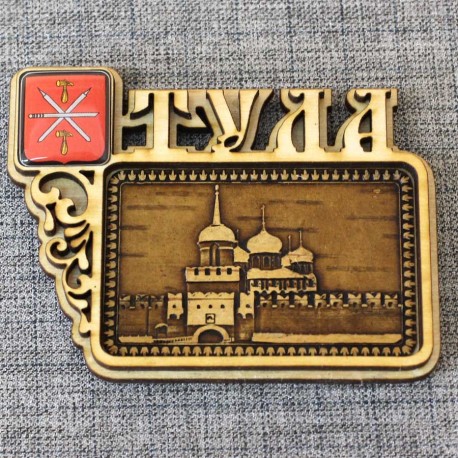 Магнит из бересты смола герб "Кремль"