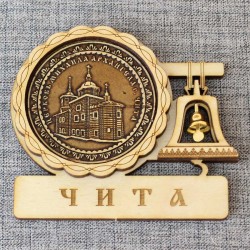 Магнит из бересты с колоколом"Церковь Михаила Архангела"