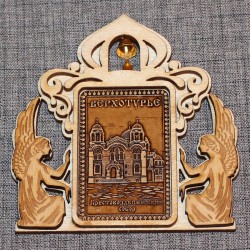 Магнит из бересты прямоугольный ангелы с кол-м "Крестовоздвиженский собор"