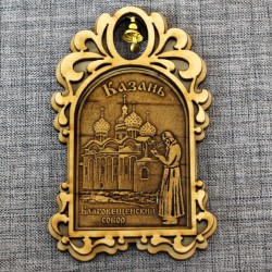 Магнит из бересты арка с колокольчиком "Благовещенский собор"