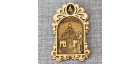 Магнит из бересты арка с колокольчиком "Золотые ворота+монах" Владимир