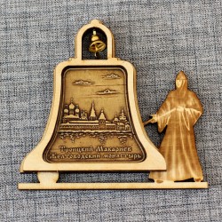 Магнит из бересты монашка с колоколом "Троицкий Макариев Желтоводский женский монастырь" Н-Новгород