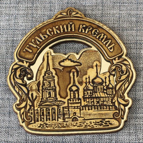 Магнит из бересты резной с золотом арка "Тульский кремль" Тула