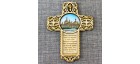 Магнит со смолой крест с колокольчиком "Св Н С" "Храм в ч иконы Б М "Утоли моя печали" Шамордино