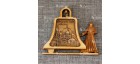 Магнит из бересты монах с колоколом "Успенский собор". Омск