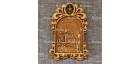 Магнит из бересты арка с колокольчиком "Успенский собор Ачаирский монастырь+монах". Омск