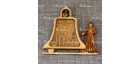 Магнит из бересты монах с колоколом "Собор Рождества Христова". Омск