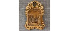 Магнит из бересты арка с колокольчиком "Собор Рождества Христова+монах". Омск