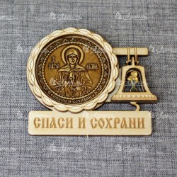 Магнит из бересты с колоколом "Св блаж Матрона Московская"