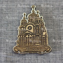 Магнит из бересты резной с золотом "Спасо-Преображенский собор" Хабаровск