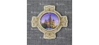 Магнит гравированный с ламинацией крест "Храм Василия Блаженного ночь" Москва