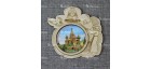 Магнит гравированный с ламинацией монах с колоколом "Храм Василия Блаженного" Москва