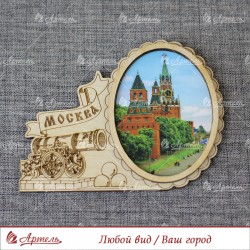 Магнит гравированный с ламинацией царь-пушка "Спасская башня" Москва