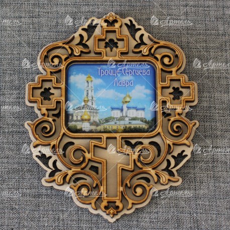 Магнит со смолой крест ажурный квадратный"Троице-Сергиева Лавра"