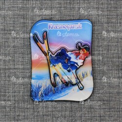 Магнит со смолой "Лыжница в прыжке вид1" Красноярск
