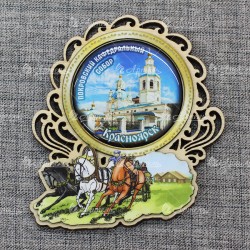 Магнит со смолой (цвет) тройка "Покровский церковь" Красноярск