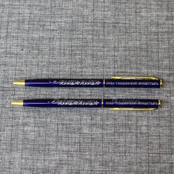 Ручка металлическая синяя "Ново-Тихвинский монастырь" 