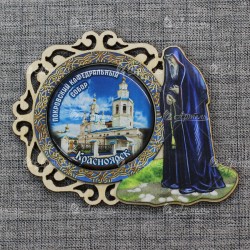 Магнит со смолой (цвет) монах "Покровский Кафедральный собор" Красноярск