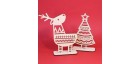 Деревянный набор декоративных подставок новогодний "Олень + Елка" (2 шт)