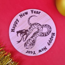 Деревянная подставка под горячее "Змея" Happy New Year