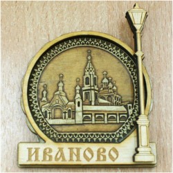 Магнит из бересты фонарь "Церковь иконы Богородицы" Иваново