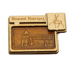 Магнит из бересты герб"Кремль" (башня) . Н-Новгород