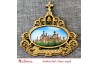 Магнит со смолой овал ажурный с крестом с кол-м "Храм в ч Казанской иконы Б М " Шамордино